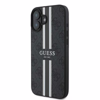 Guess 4G Spausdintų juostų MagSafe dėklas telefonui iPhone 16 Plus - juodas