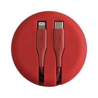 MFi Uniq Halo USB-C / Lightning 18W nailoninis spiralinis kabelis 1.2 m – raudonas