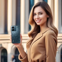 Kristalinis blizgus dėklas Xiaomi Redmi 13C Sidabrinis