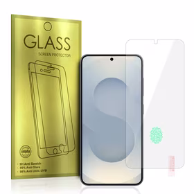 Grūdintas stiklas auksinis SAMSUNG GALAXY S24/S25 telefonui (su piršto atspaudo atrakinimu)