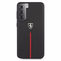 Ferrari FEOSIHCS21MBK S21+ G996 juodas juodas kietasis dėklas Off Track Leather Nylon Stripe
