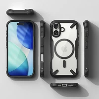 "Ringke Fusion X" magnetinis "MagSafe" dėklas "iPhone 17" - juodas