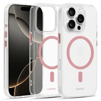 Liavec Blizgus Magnetinis Skaidrus dėklas telefonui Iphone 16 Pro rožinė