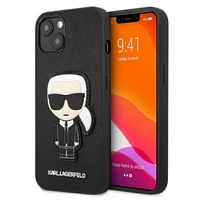 Karl Lagerfeld Saffiano Ikonik Karl's Patch Dėklas iPhone 13 mini - Juodas