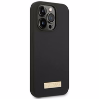Guess GUHMP14LSBPLK iPhone 14 Pro 6.1" juodas/juodas kietas dėklas Silikoninė logotipo plokštelė Magnetinis