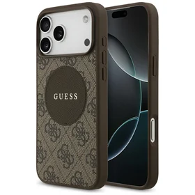Guess 4G Circle Classic Logo Magnetinis dėklas telefonui iPhone 17 Pro Max - ruda