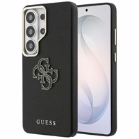 Guess dėklas Grained Big 4G Metal Logo for Samsung Galaxy S26 Ultra juodas