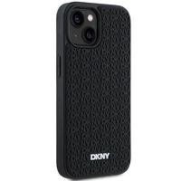 DKNY 3D Guminis dėklas su pasikartojančiu raštu iPhone 15/14/13 - juodas