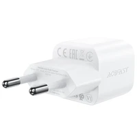 "Acefast A77 Mini PD 30W GaN sieninis įkroviklis + USB-C kabelis - baltas