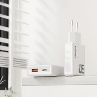 GaN Dudao A30EU 30W USB-A / USB-C sieninis įkroviklis - baltas