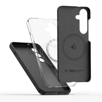 Tech-Protect skystojo silikono magnetinis MagSafe dėklas telefonui Samsung Galaxy S25+ - juodas