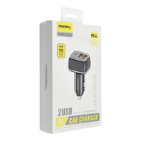 PAVAREAL automobilinis įkroviklis 2 x USB A + Type C PD 4,8A 20W PA-CC65 baltas
