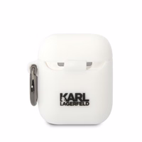 Karl Lagerfeld KLA2RUNCHH AirPods 1/2 dėklas baltas/baltas silikoninis Choupette galva 3D