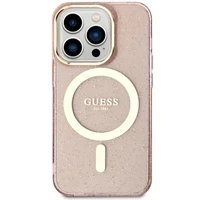 Guess GUHMP14LHCMCGP iPhone 14 Pro 6.1" rožinis/rožinis kietas dėklas Blizgučiai Auksas MagSafe