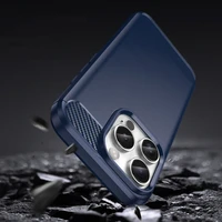 Carbon dėklas telefonui iPhone 16 Pro Max silikoninis dėklas - mėlynas