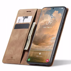 Spacecase piniginės dėklas Galaxy S21 Ultra šviesiai rudas