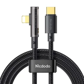 "McDodo CA-3390" 36W 1,2 m USB-C ir "Lightning" kampinis kabelis (juodas)