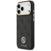 Guess 4G Strass Logo & Big Strap Metal Buttons Magnetinis dėklas iPhone 17 Pro Max - juodas