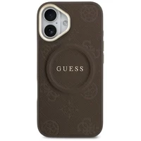 GUESS dėklas telefonui IPHONE 17, suderinamas su MagSafe GUHMP17SPSAMSECW (PU W/ Peony Hot Stamp) rudas