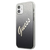 Guess GUHCP12SPCUGLSBK iPhone 12 mini 5.4" juodas/juodas kietas dėklas Glitter Gradient Script