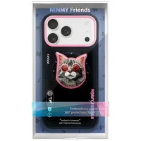 Nimmy Glasses Cool Cat magnetinis dėklas telefonui iPhone 17 Pro - juodas ir rožinis