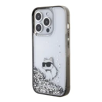 Karl Lagerfeld Liquid Glitter Choupette dėklas telefonui iPhone 15 Pro Max - skaidrus
