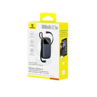 Baseus EnerFill FC31 10000mAh 22.5W Išorinė baterija su skaitmenine indikacija ir dviem įmontuotais kabeliais (USB-C + Lightning) - juoda