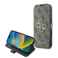 Guess 4G Metal Logo dėklas telefonui iPhone 16 Plus - rudas