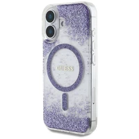Guess HC Resin Bottom Glitter Magnētinis dėklas iPhone 16 - violetinis