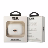 Karl Lagerfeld KLAP2RUNIKH AirPods Pro 2 dėklas baltas/baltas Silikoninis Karl Head 3D