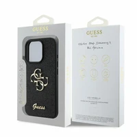 Guess Fixed Glitter Big 4G dėklas telefonui iPhone 16 Pro - juodas