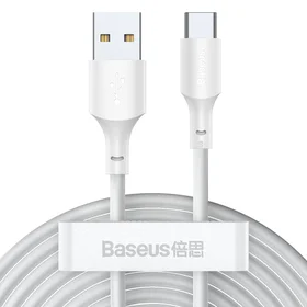 Baseus kabelis Simple Wisdom USB - USB-C 1,5 m 5A baltas 2 vnt.
