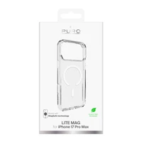 Puro Lite Mag TPU+PC dėklas telefonui suderinamas su MagSafe iPhone 17 Pro Max - skaidrus su baltu žiedu