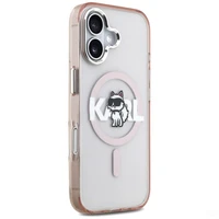 KARL LAGERFELD dėklas telefonui IPHONE 17 su MagSafe suderintas (IML Choupette eskizo logotipu) - rožinis