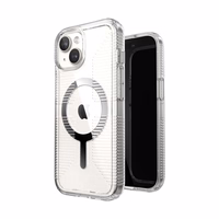 Speck Gemshell Grip + MagSafe - dėklas iPhone 17e / 16e / 15 / 14 / 13 (Clear / Chrome Finish)