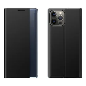 Sleep Case knygos tipo dėklas su išmaniu langu iPhone 13 Pro Max juodas