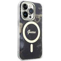 Guess GUHMP14LHTMRSK iPhone 14 Pro 6.1" juodas/juodas kietas dėklas Auksinis Marmuras MagSafe