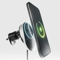 SBS TESUPP15WRETRACABL belaidis įkroviklis – išmaniojo telefono laikiklis su ištraukiamu kabeliu, suderinamas su MagSafe – juodas