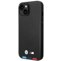 Dėklas BMW BMHMP14S22PTDK iPhone 14 6.1 "juodas / juoda Odinis Antspaudas Trispalvis Magnetinis