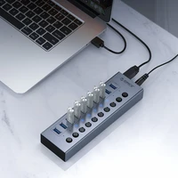 "Orico BT2U3-10AB" 10x USB-A 3.0 šakotuvas su jungikliais - pilkas