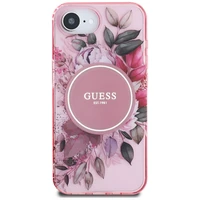 Guess IML Flowers Magnetinis dėklas telefonui iPhone 16e - rožinis