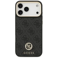 Guess 4G Strass Logo & Big Strap Metal Buttons Magnetinis dėklas iPhone 17 Pro Max - juodas