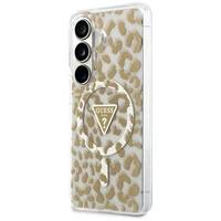Guess case IML Leopard Print Triangle MagSafe for Samsung Galaxy S26 brown