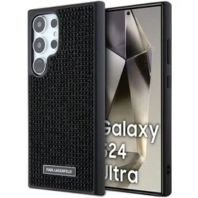 Karl Lagerfeld Krištolinė Metalinis Logotipas dėklas telefonui Samsung Galaxy S24 Ultra - juodas