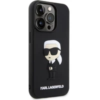 Karl Lagerfeld KLHCP14L3DRKINK iPhone 14 Pro 6.1" Kietasis dėklas (m) - juodas (m) Rubber Ikonik 3D