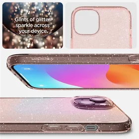 Spigen Liquid Crystal Glitter dėklas telefonui iPhone 15 Plus - rožinis/skaidrus