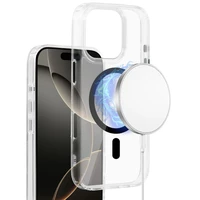 Blizgus Magsafe Skaidrus dėklas telefonui iPhone 16 Pro Max juodas