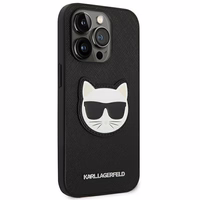 Karl Lagerfeld Saffiano Choupette Head Patch dėklas telefonui iPhone 14 Pro - juodas