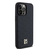 DKNY Odinis raštas su metaliniu logotipu magnetinis dėklas telefonui iPhone 14 Pro - juodas