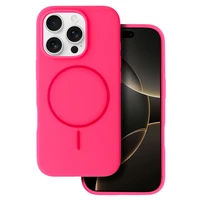 Magnetinis plonas silikoninis dėklas telefonui Iphone 16 Pro rožinis